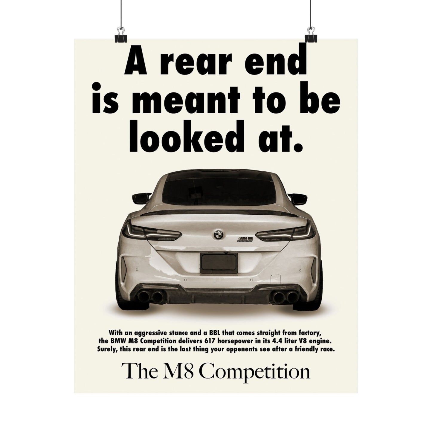 BMW M8 Vintage Style Ad Poster