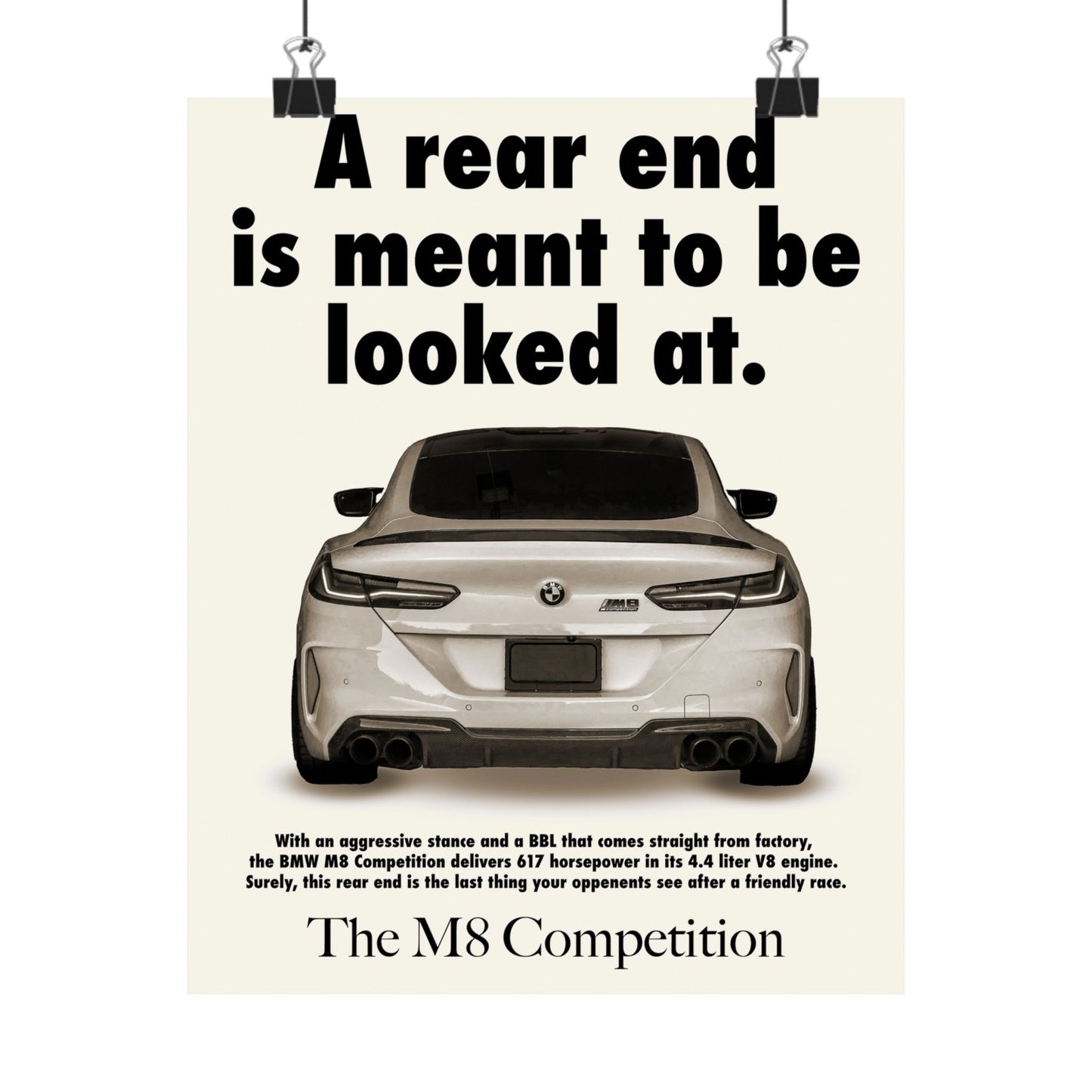 BMW M8 Vintage Style Ad Poster